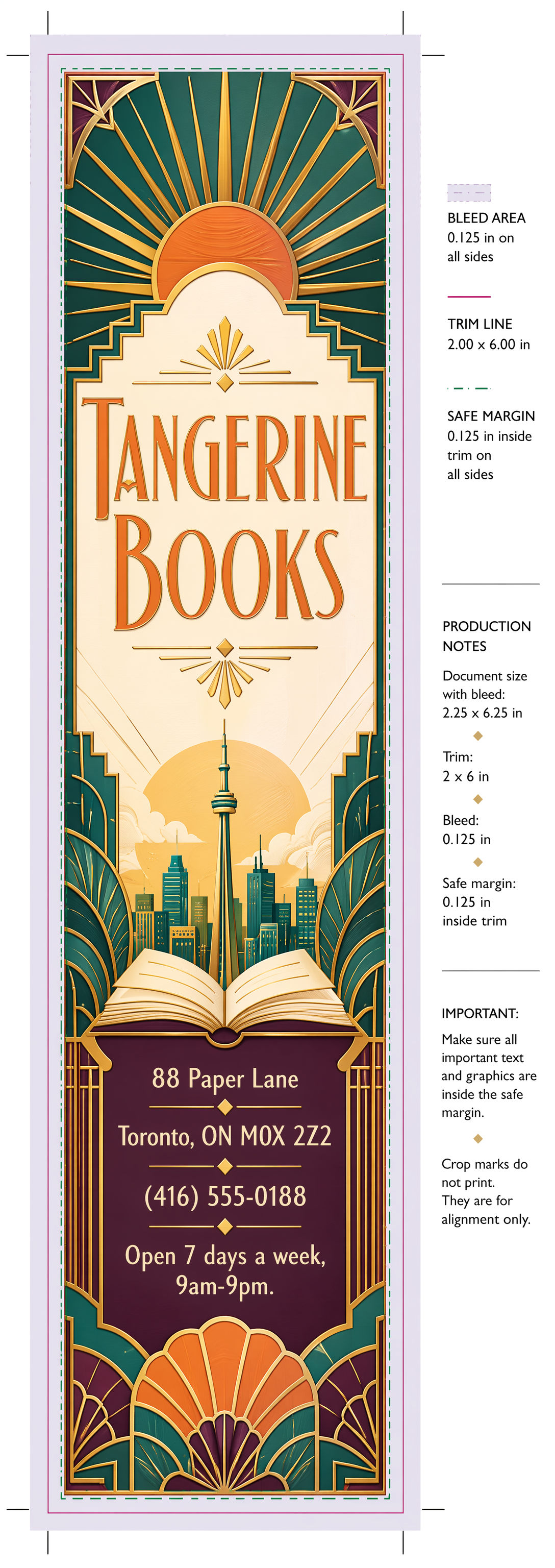 Generated example for Art deco bookmark
