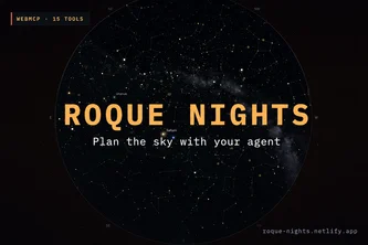 Roque Nights title over a star-filled night sky.