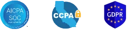 A row of logos for AICPA, CCPA, and GDPR.