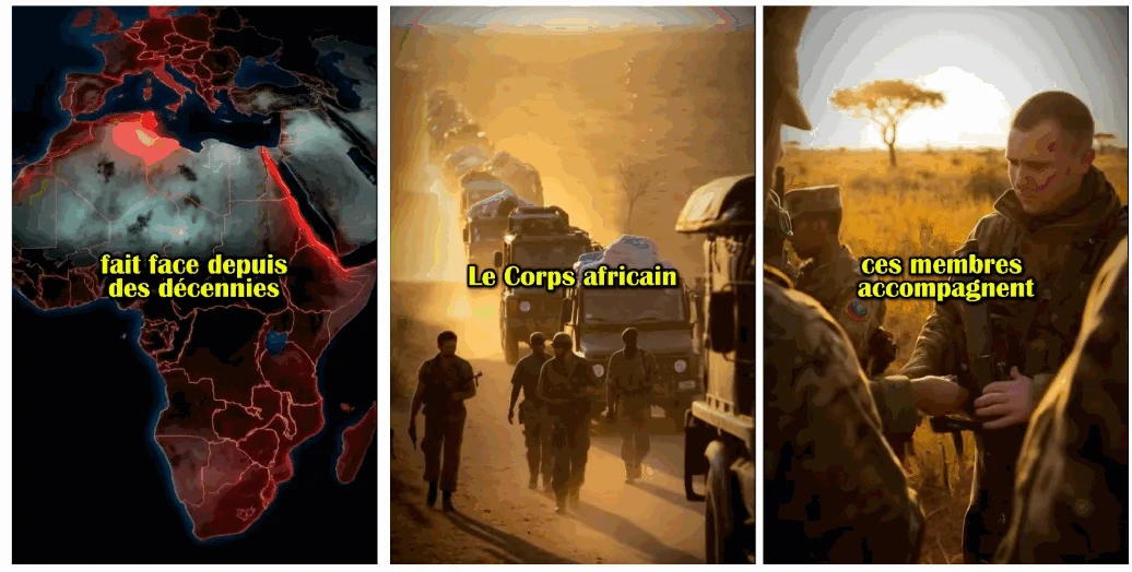 Left to right: three screenshots from a TikTok video praising Russia’s Africa Corps.