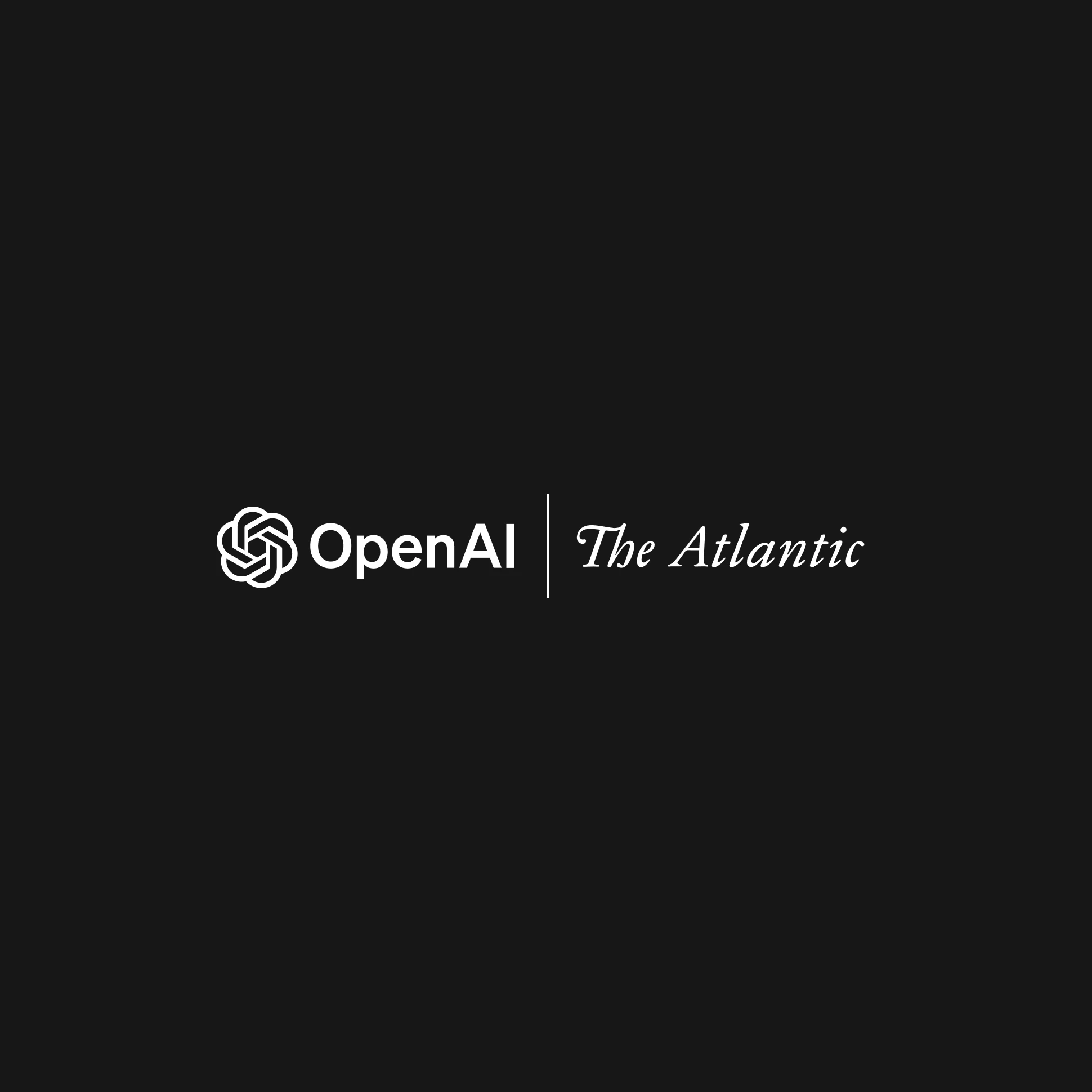 OpenAI and The Atlantic logos in white on a dark grey background.