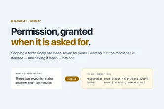 Mandate permission interface with temporary authorization details.