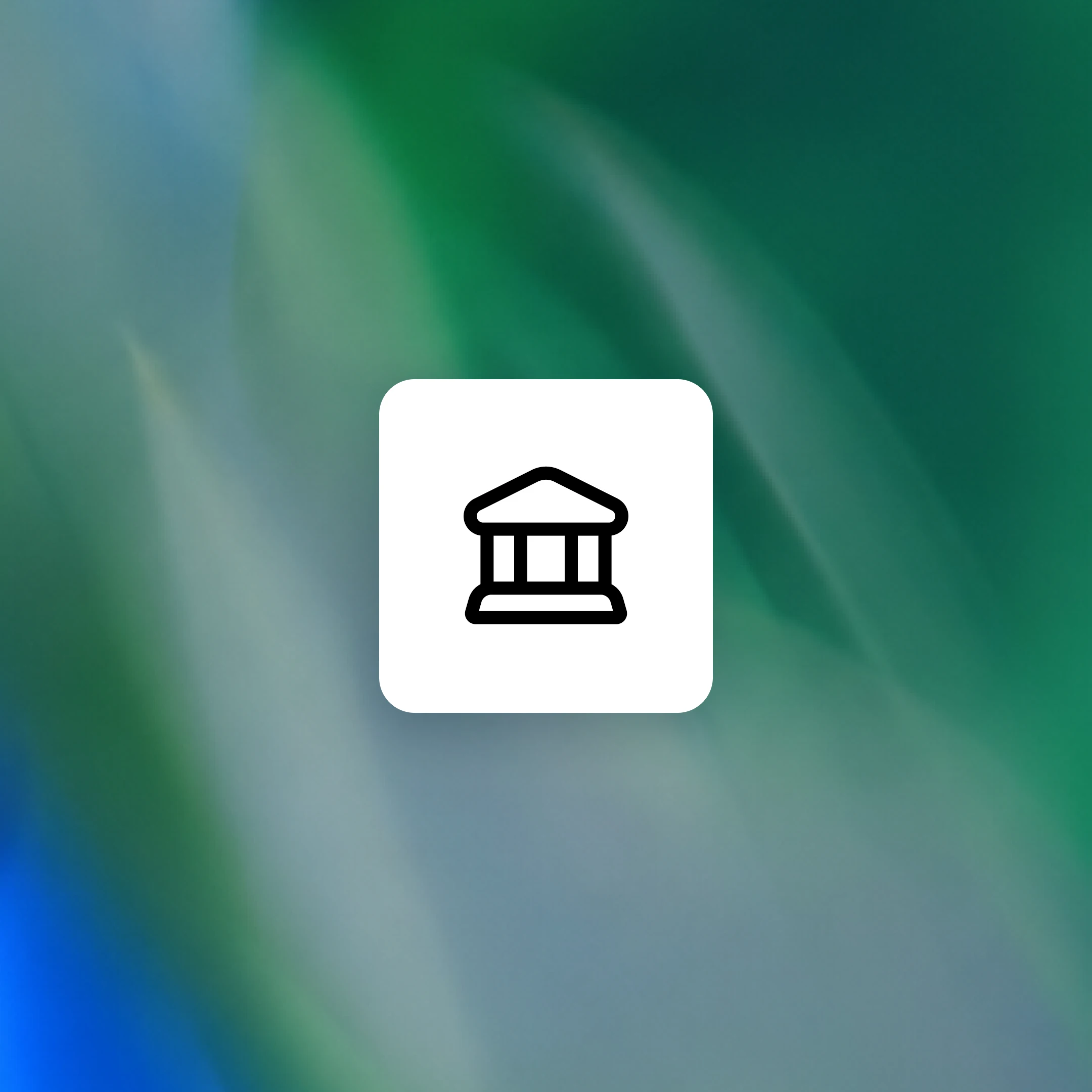 Government building icon on an abstract green and blue background
