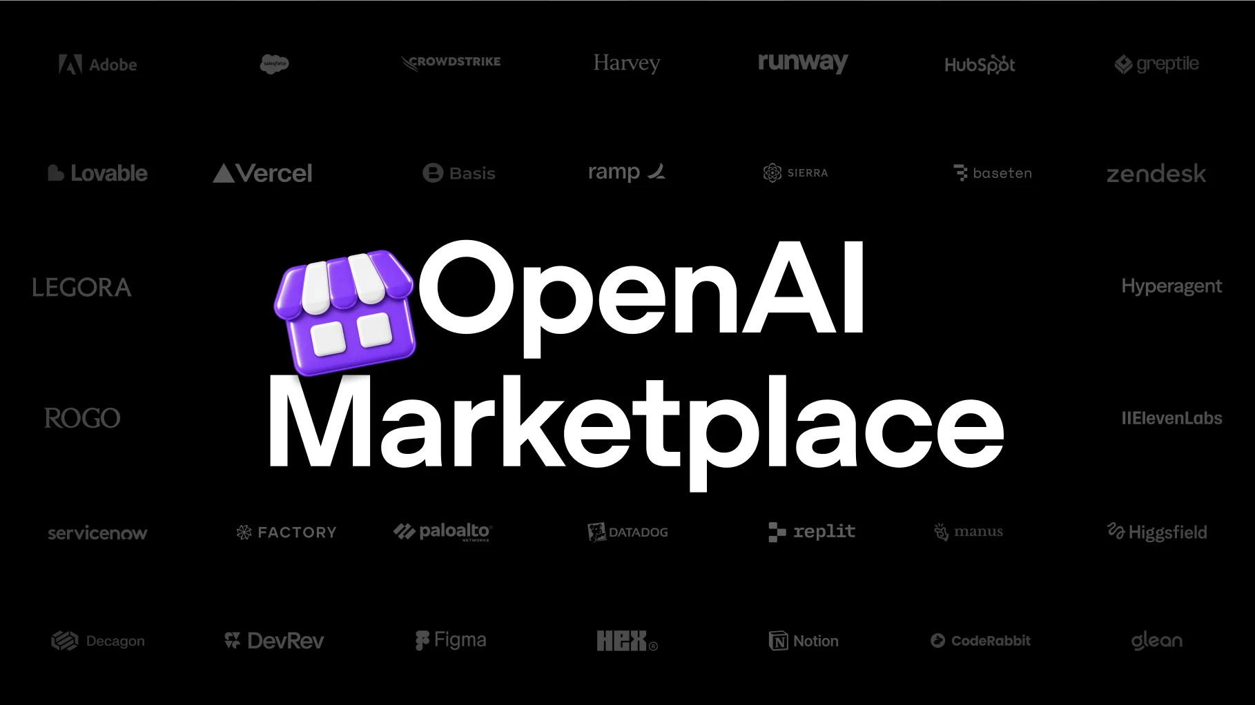 OpenAI Marketplace title and storefront icon surrounded by partner logos.