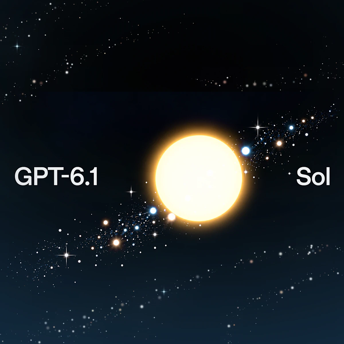 星空の中央に太陽と「GPT-6.1 Sol」の文字を配したOpenAIの公式発表アート