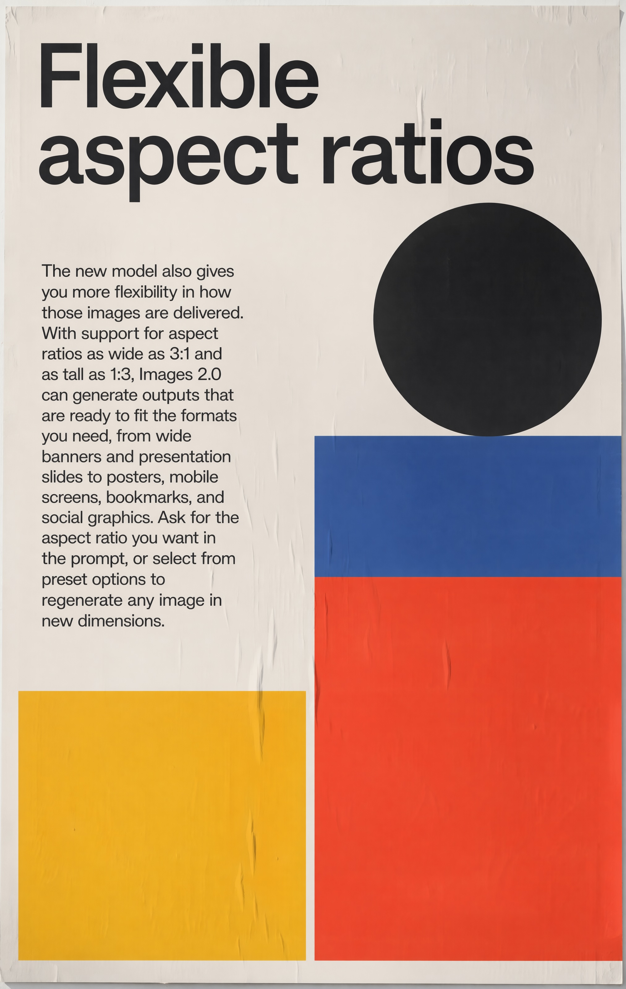Bauhaus-inspired poster highlighting flexible aspect ratios.