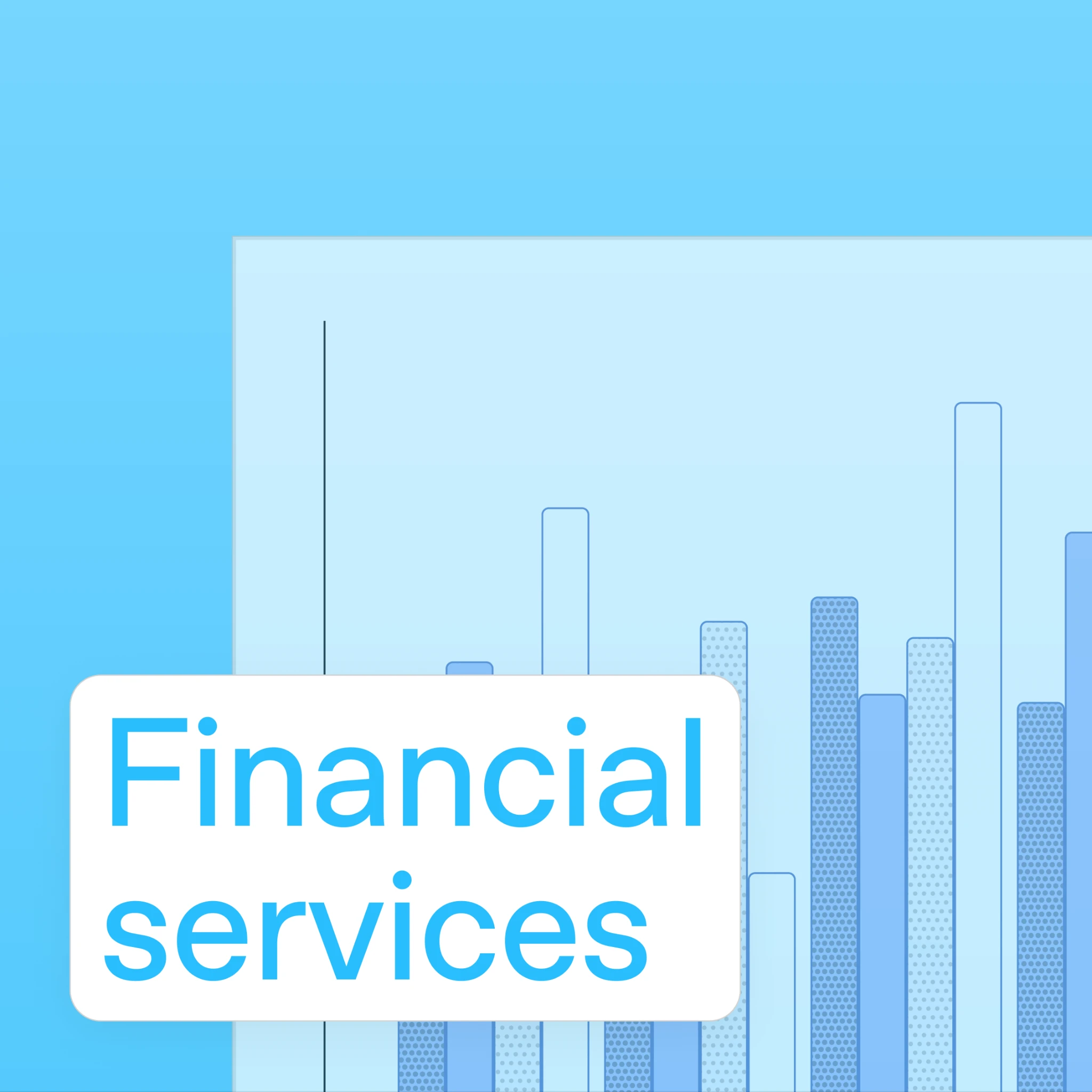 Blue bar-chart illustration with a Financial services label.