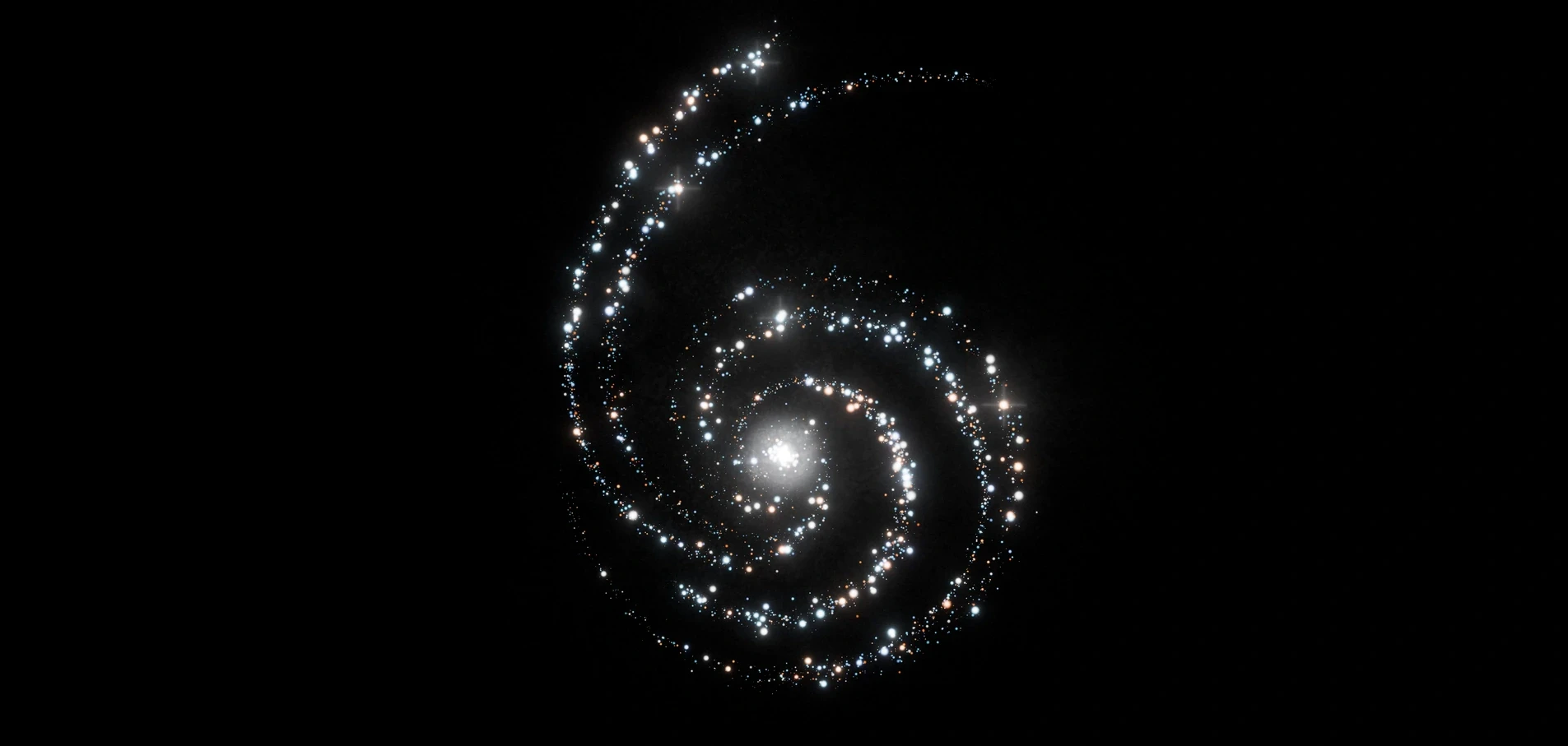 A luminous particle spiral forming the number six