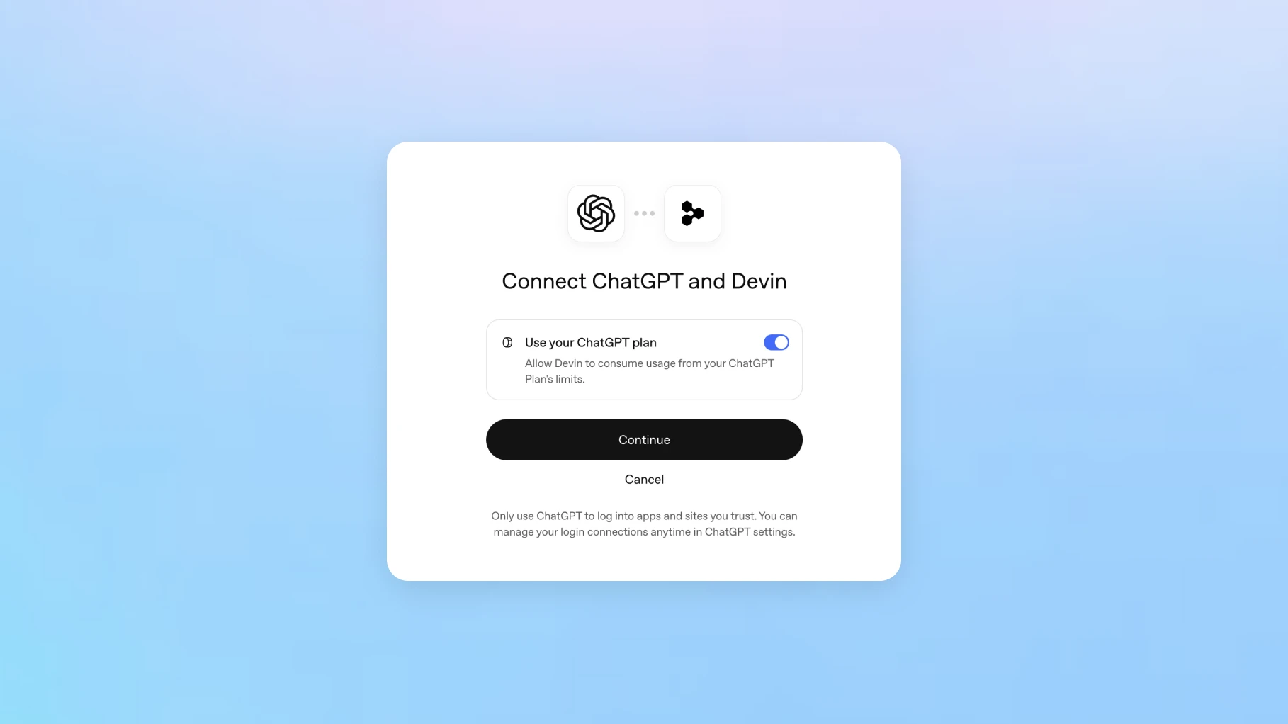 Sign in modal for ChatGPT in Dactyl