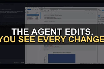 JupyterLite notebook interface with the words The agent edits. You see every change.