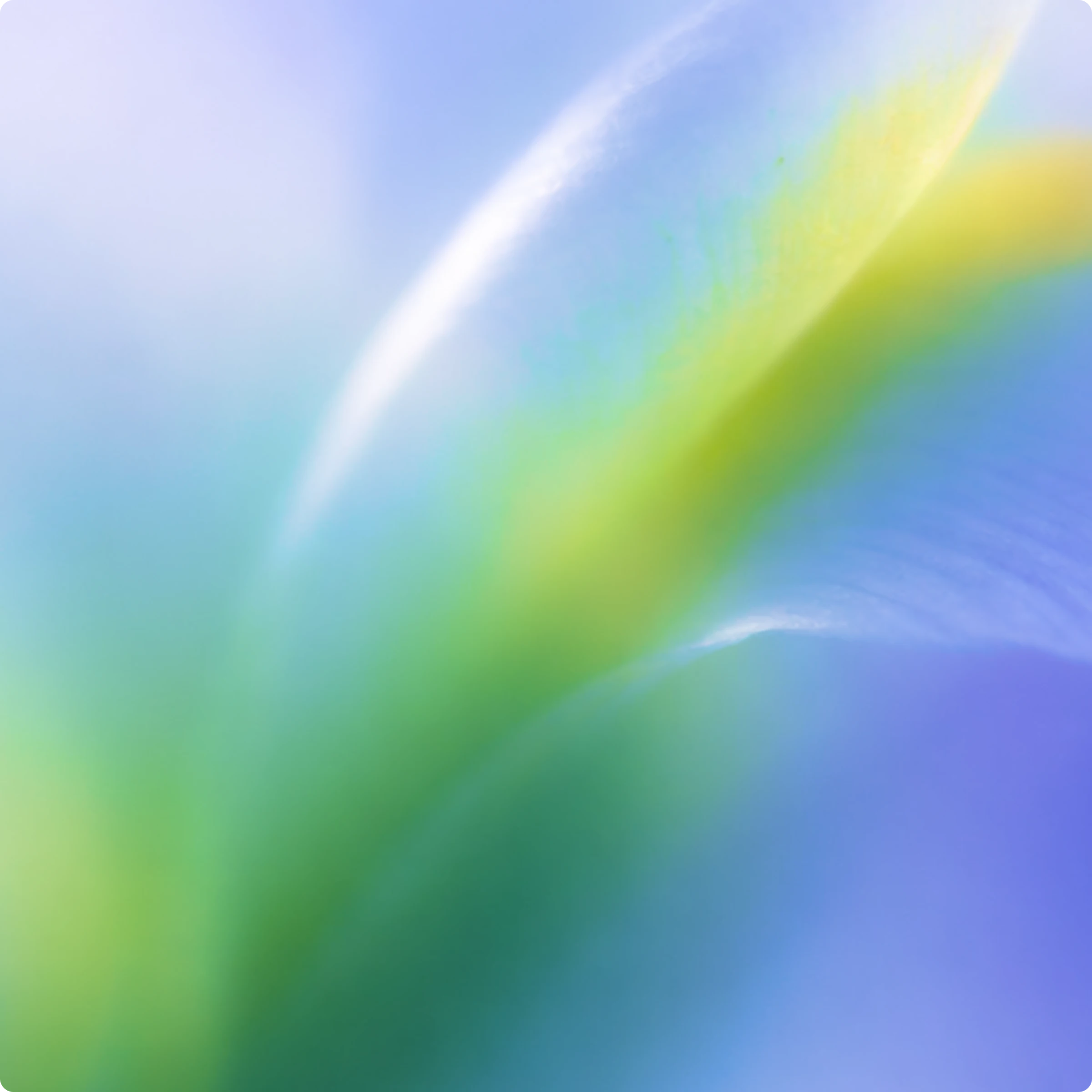 Abstract, softly blurred gradient with flowing shapes in blue, green, and yellow tones, resembling light waves or a smooth, colorful background.