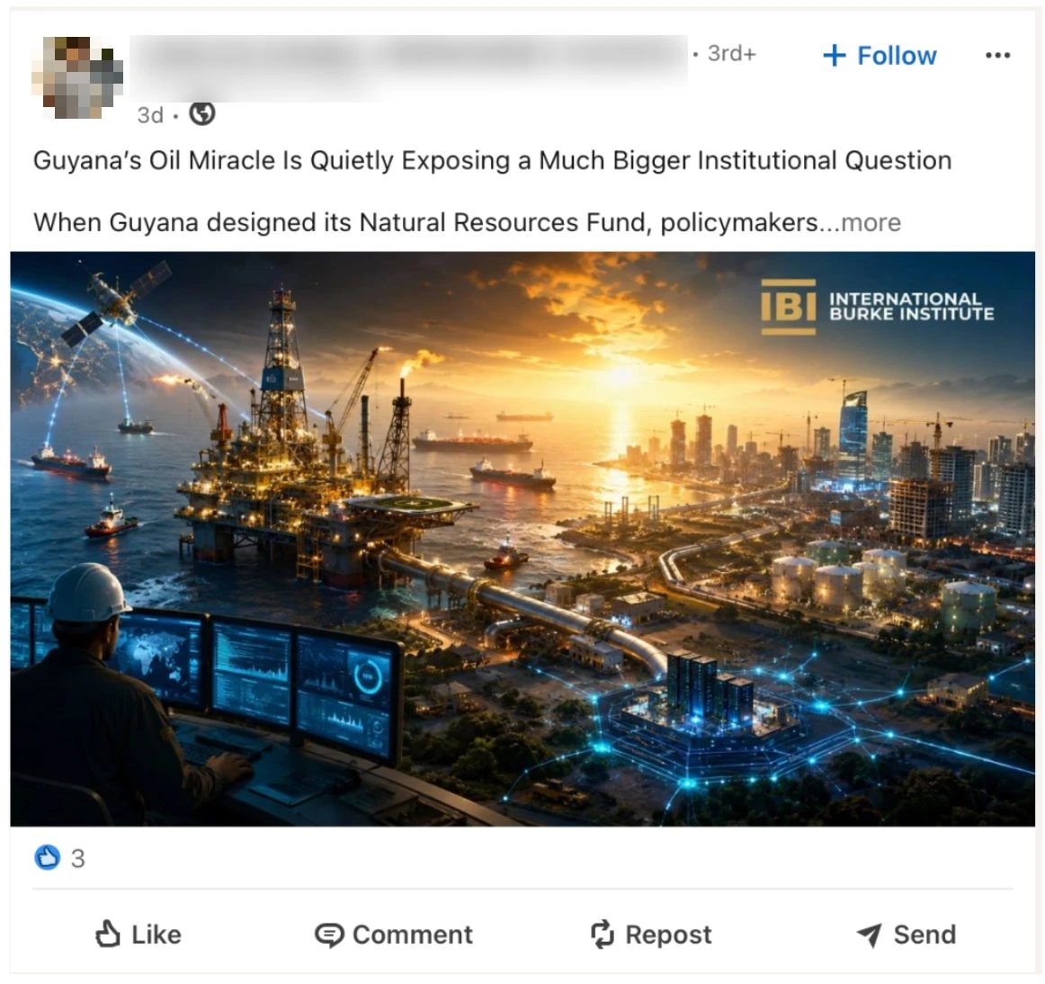 LinkedIn post generated by the operation and posted on the platform.