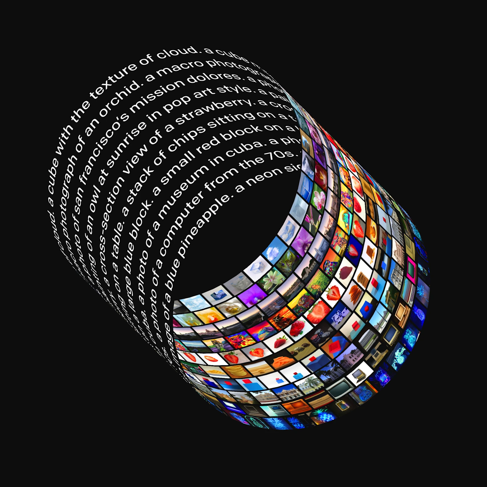 OpenAI DALL-E example collage with prompts and generated images.