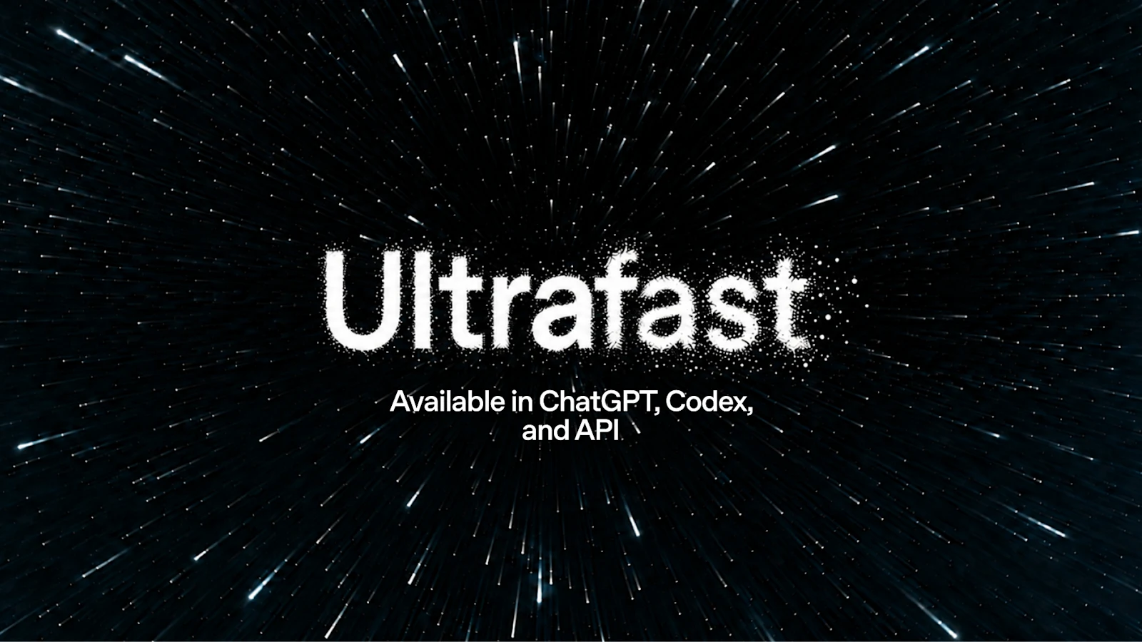 Astra Ultrafast title on a starry background with availability in ChatGPT, Codex and the API.