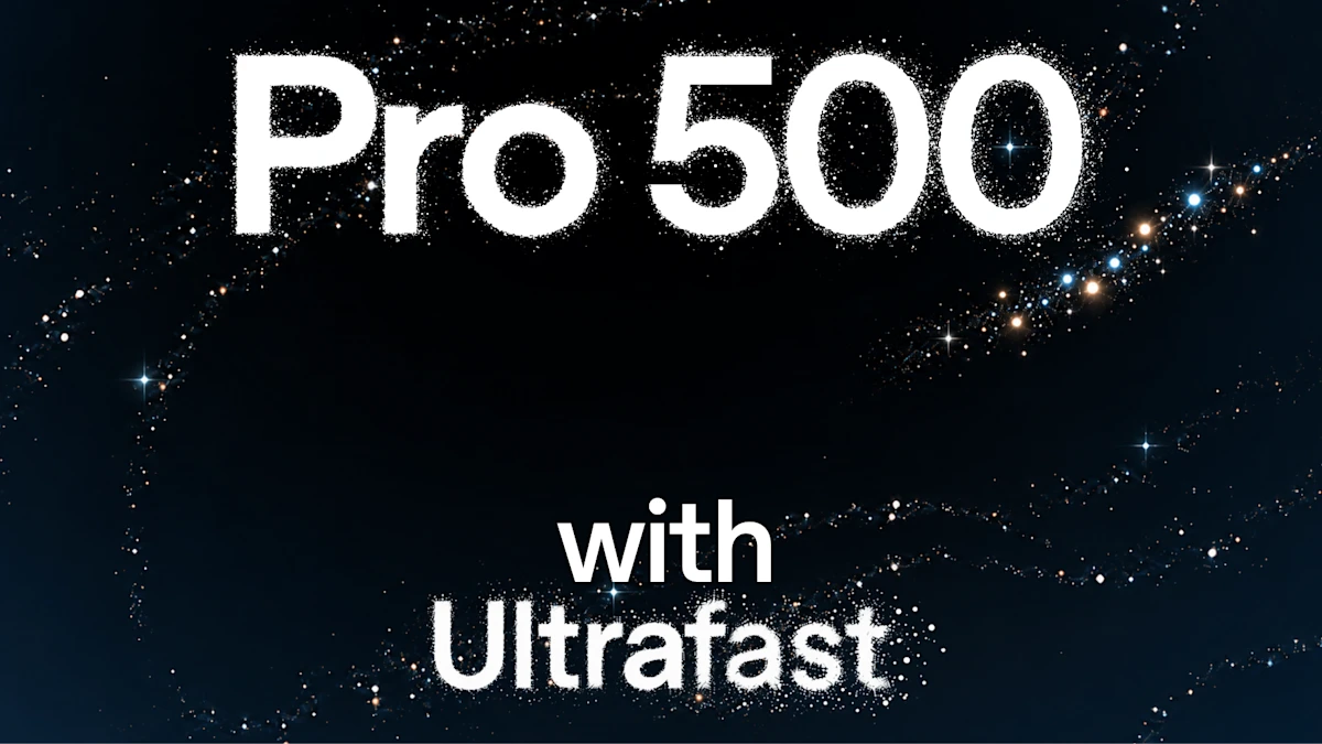 宇宙を背景に「Pro 500 with Ultrafast」と記したOpenAI公式画像