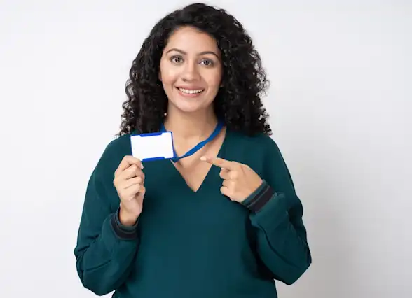 holding medical id card