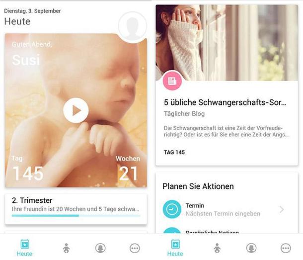 Screenshots der App Schwangerschaft +.