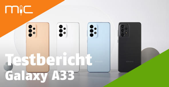 Rückseite des Samsung Galaxy A33 in vier Farben.