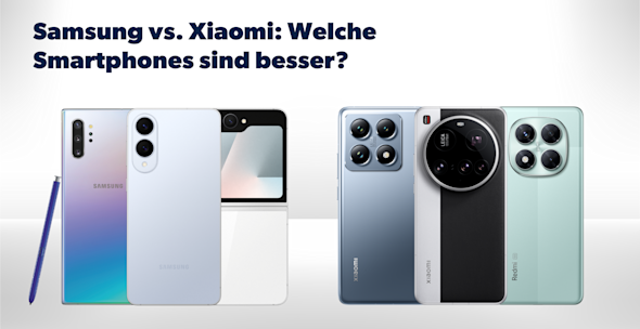 Produktbilder Samsung verschiedene Samsung und Xiaomi Modelle, jeweils vordder- und Rückansicht