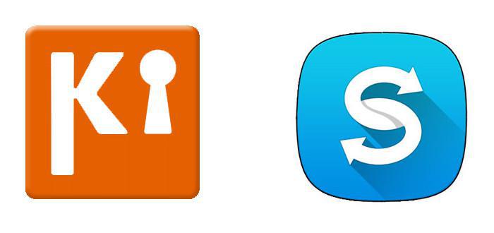 Die Logos der Samsung-Datenübertragungs Samsung Kies und Smart Switch.