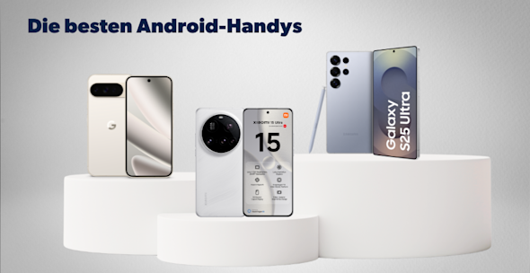 DR: Bestenliste Android-Handys_header image; Produktbilder Google Pixel 10 Pro, Xiaomi 15 Ultra, Samsung Galaxy S25 Ultra
