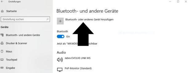 Screenshot der Bluetooth-Einstellungen auf dem Desktop