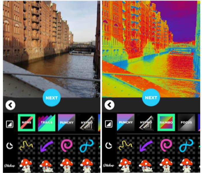 Zwei Screenshots der App GIPHY CAM