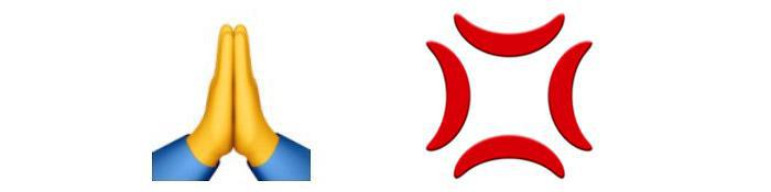 Emojis: Gebet und rote Bögen