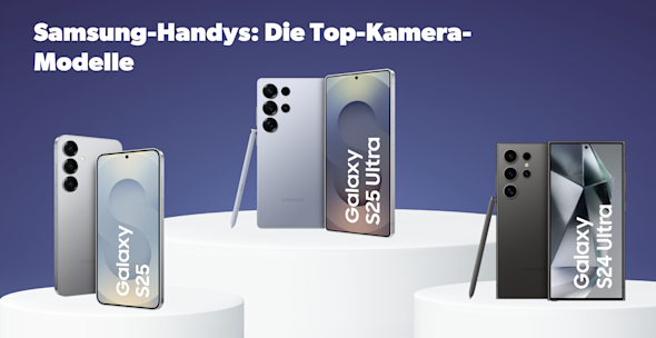 Produktbilder Samsung Galaxy S25, Samsung Galaxy S25 Ultra, Samsung Galaxy S24 Ultra, jeweils Vorder- und Rückansicht