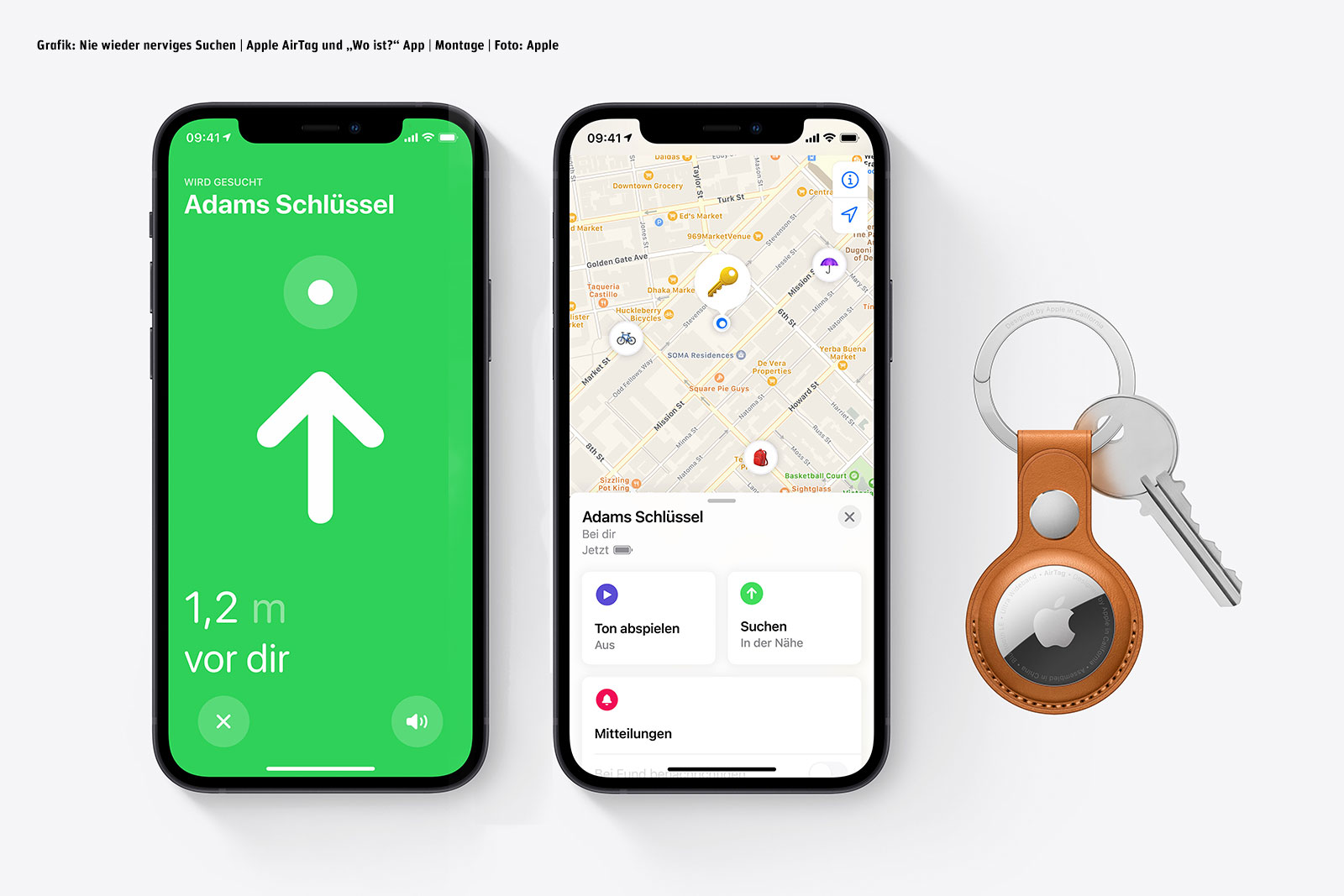 KeySmart Air - Bluetooth Organizer aus Leder für 5 Schlüssel für Apple  AirTag