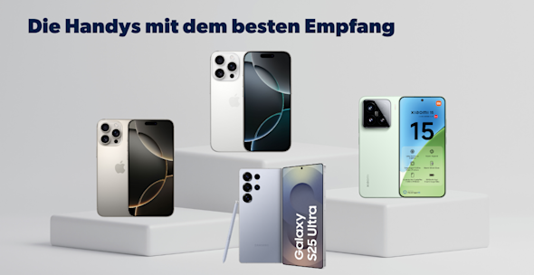 Produktbilder iPhone 16 Pro Max,  iPhone 16 Pro, Samsung Galaxy S25 Ultra, Xiaomi 15, jeweils Vorder- und Rückseite