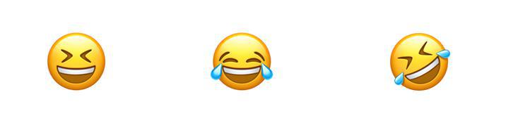 Drei lachende Emojis.