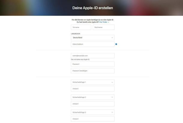 Die Anmeldeseite der Apple-ID-Webseite