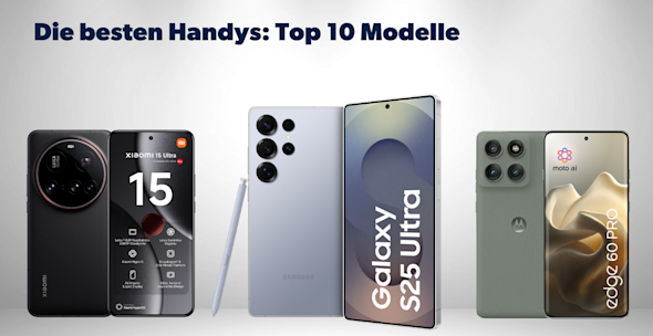 DR: Headerbild Bestenliste Smartphones 2025 Produktbild Motorola edge 60 pro, Xiaomi 15 Ultra, Samsung Galaxy S25 Ultra Vorder- und Rückansicht