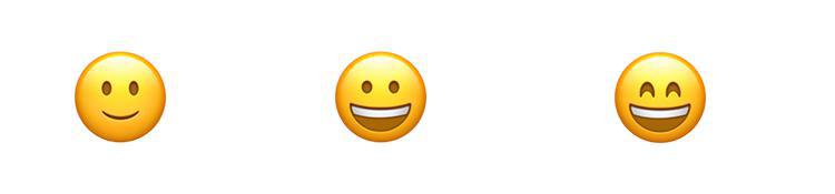 Drei freundliche Emojis.