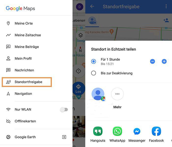 Über Google lässt sich einfach der Standort mit anderen Menschen teilen.