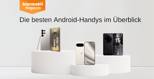 Produktbilder Samsung Galaxy S25 Ultra, Google Pixel 10 Pro, Xiaomi 15 Ultra, jeweils Vorder- und Rückansicht