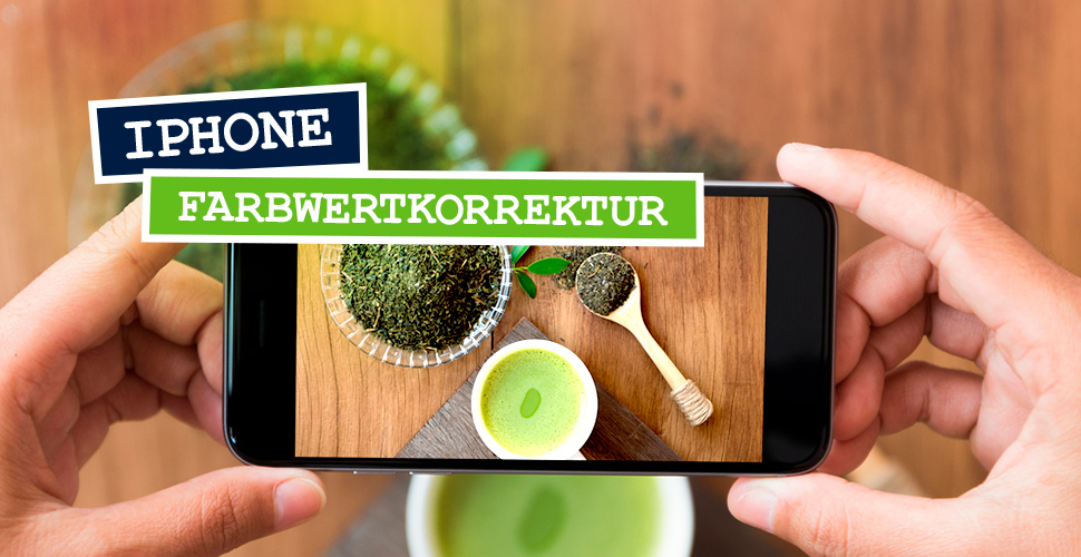 Foto eines iPhone-Displays im Fotografie-Modus mit angepassten Farbwerten.