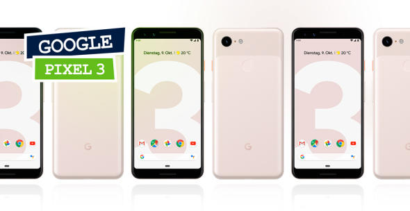Ein Bild von mehreren Modellen des Google Pixel 3