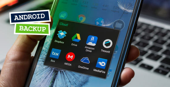 Eine Smartphone, auf dem sich diverse Apps con Cloud-Diensten befinden.
