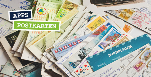 Postkarten-Apps Ein Stapel mit Postkarten