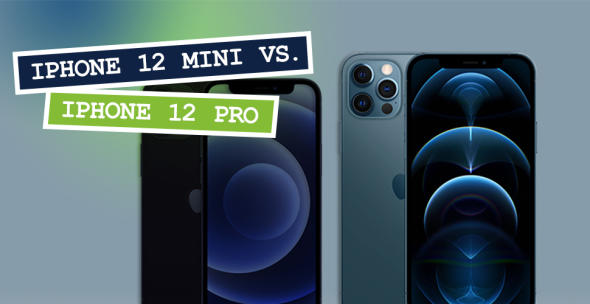 Das iPhone 12 mini und iPhone 12 Pro nebeneinander