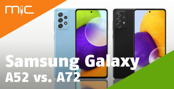 Samsung Galaxy A52 und Samsung Galaxy A72 nebeneinander