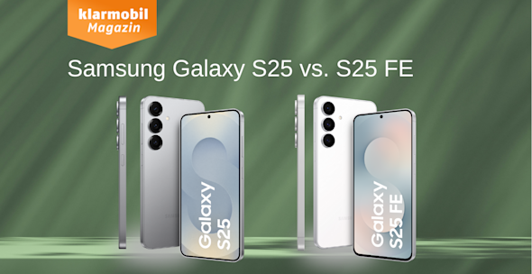 Produktbilder Samsung Galaxy S25 und Samsung Galaxy S25 FE, jeweils Vorder-, Rück- und Seitenansicht