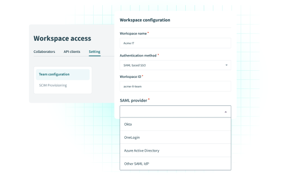 Fortify workspace access with SCIM, JIT provisioning and 2FA. 