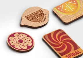 Wooden lapel pins yourChoice midocean
