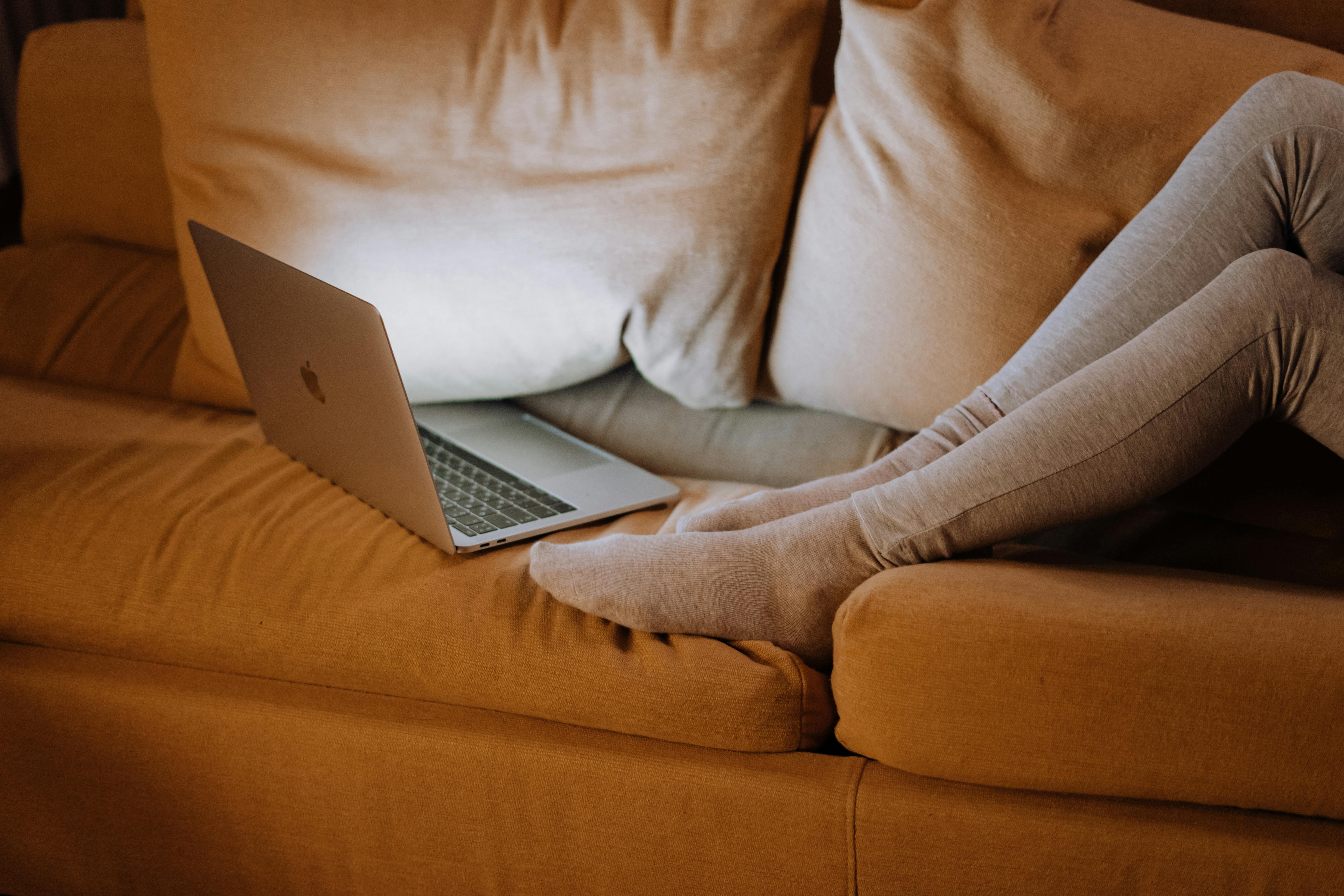 Laptop on couch