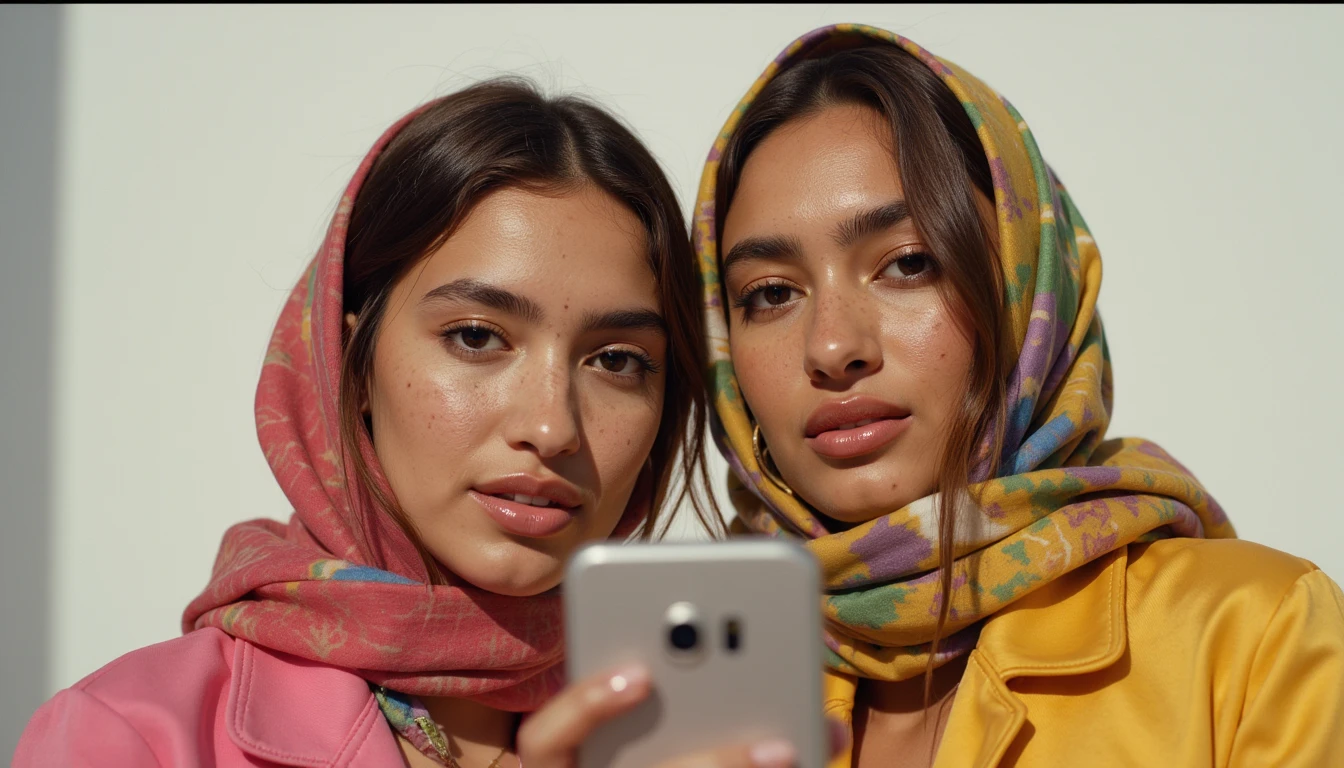 Two young women with iphone