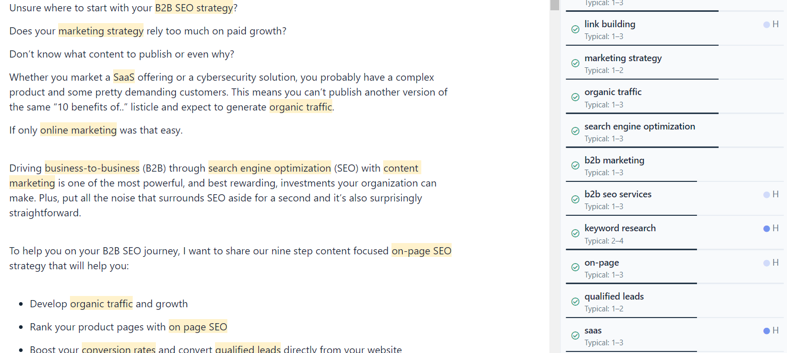 B2B SEO blog post optimization