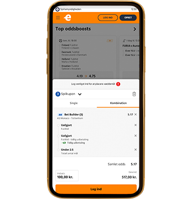 Expekt mobilapp med sportsvæddemål